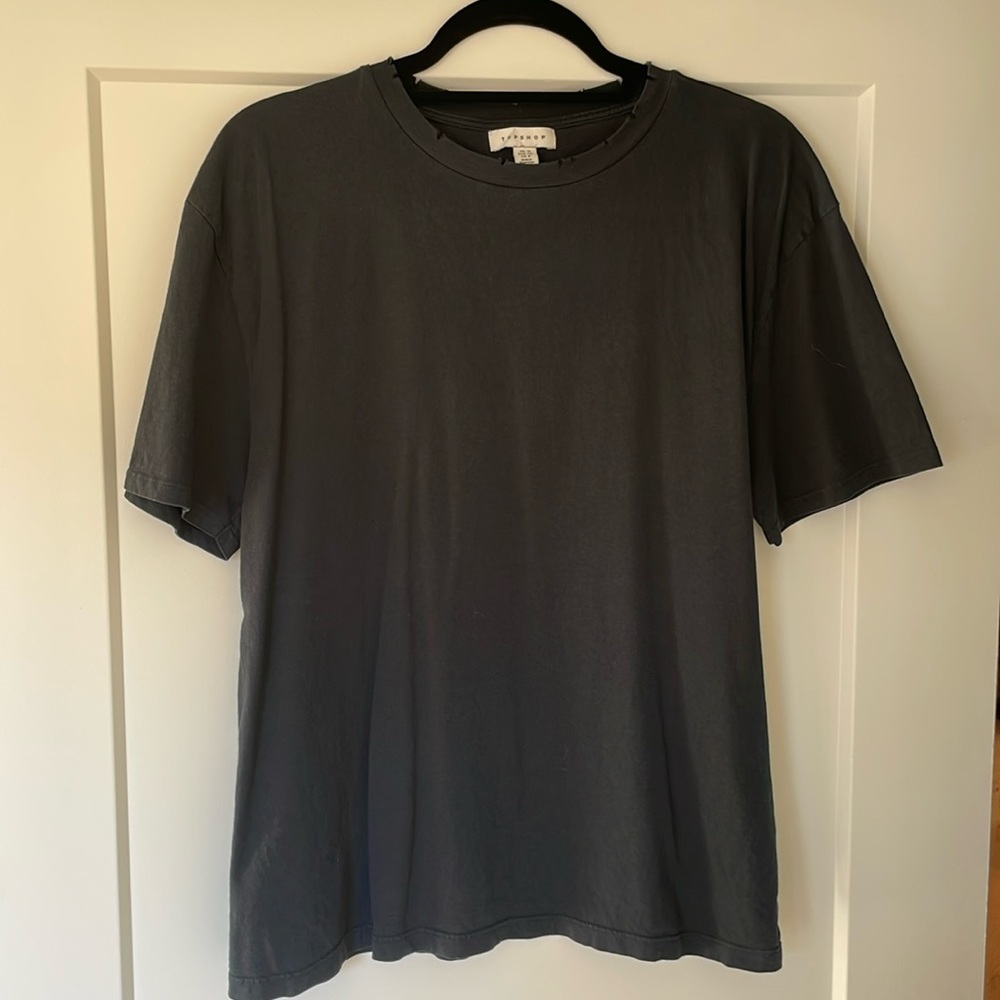 Topshop Black T-shirt with Distressed Neckline